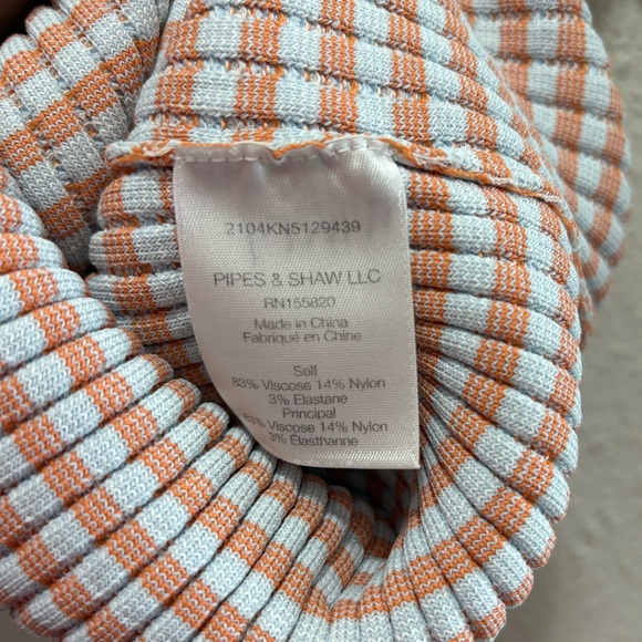 VERONICA BEARD Dany Rib Knit Top in Orange & Blue Size XS - Picture 5 of 5